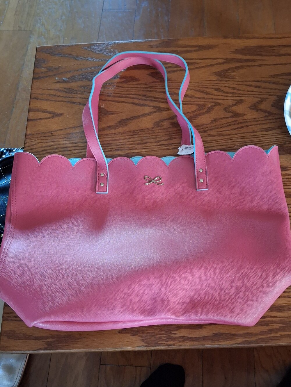 NWT Bath & Body Works Pink Scalloped Tote Bag with Bow Accent